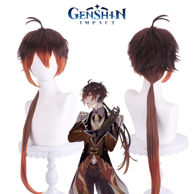 Tóc Giả Hóa Trang 90cm Genshin Va Chạm Zhongli Cho Lễ Hội Halloween