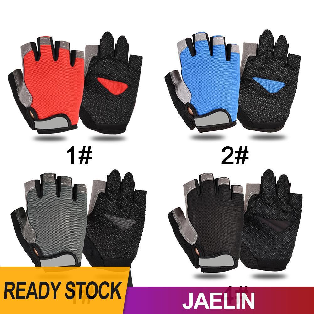 Găng tay thể thao hở nửa ngón phối lưới thoáng khí chống trượt cho nam nữ