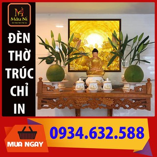 TRANH TRÚC CHỈ in MÂU NI, vuông 81cm / 107cm nhiều mẫu cỡ, Sen vầng [ bàn thờ đẹp, vách thờ sang trọng ]