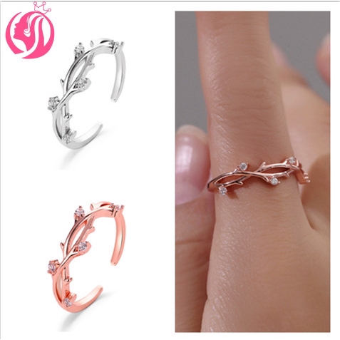 Nhẫn kiểu mở đính đá hoa cương dễ thương cho nữ