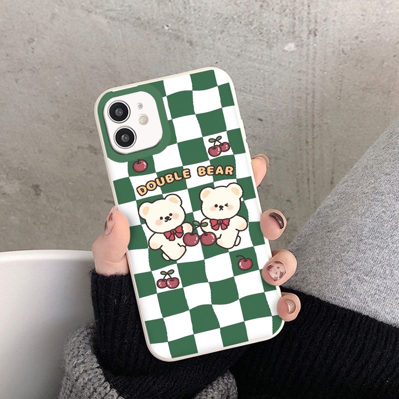 Ốp lưng iphone trending cạnh vuông gấu caro bear ốp iphone 7plus/8/8plus/x/xr/xs/11/12/13/pro/plus/promax/6/6plus/6splus
