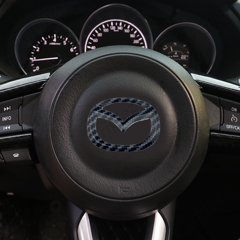 Miếng Dán Logo Bằng Thép Không Gỉ Cho Vô Lăng Xe Hơi Mazda 2 3 5 6 CX5 Demi CX3 CX30 MX5 CX7 8 323 CX9 CX8