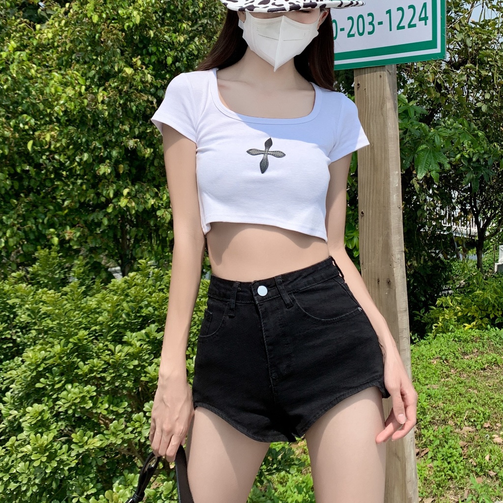 Quần Short Nữ Jeans Denim Lưng Cao Thời Trang Hàn