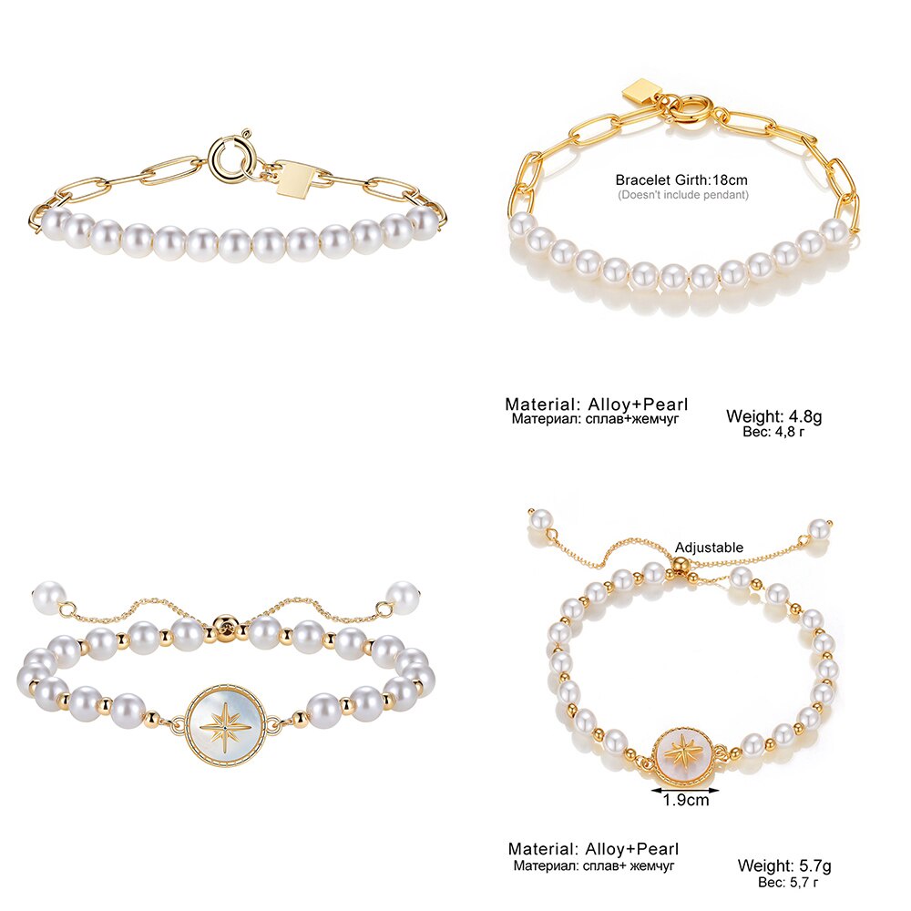Vòng đeo tay mạ vàng đính hạt ngọc trai giả phong cách Boho thời trang dành cho nữ | BigBuy360 - bigbuy360.vn