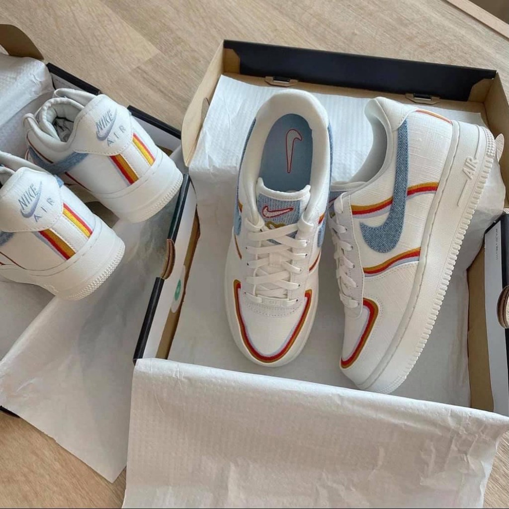 Giày Nữ Nike AF1 FREESHIP Sneaker Thể Thao Nike Air Force 1 07 LV8 Sail Denim -Hàng Chính Hãng - Chất Liệu Canvas