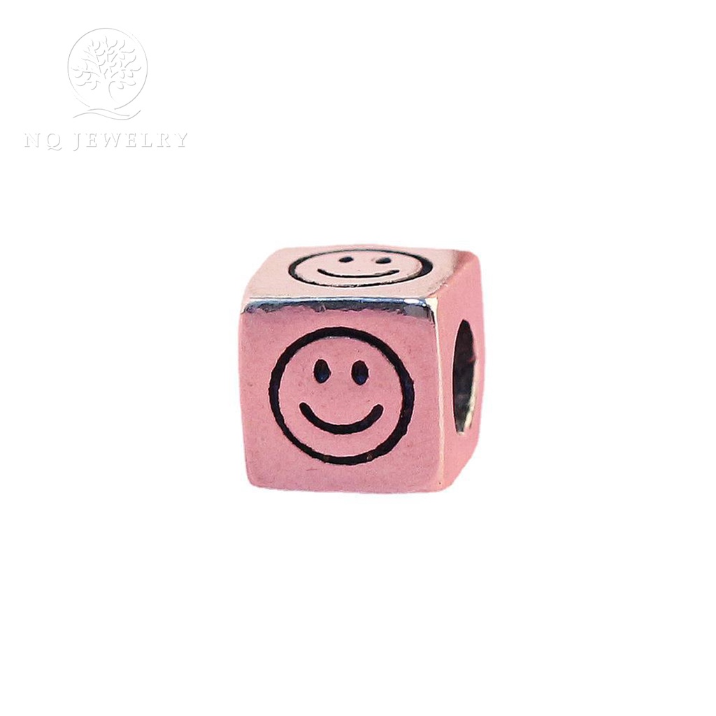 Charm bạc hình vuông mặt cười - NQ Jewelry