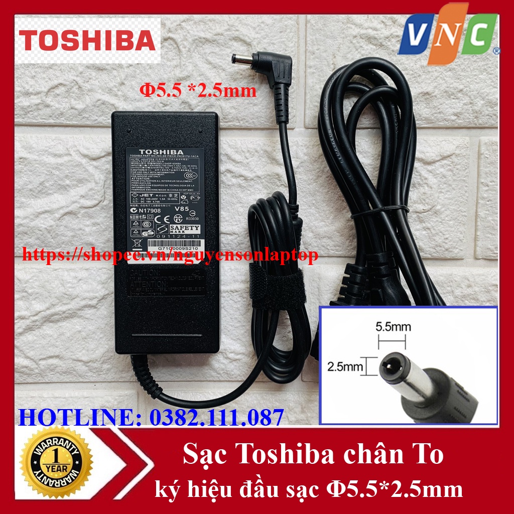 Sạc Laptop Toshiba 19V - 4.74A - 90W Adapter Toshiba - NEW 100%