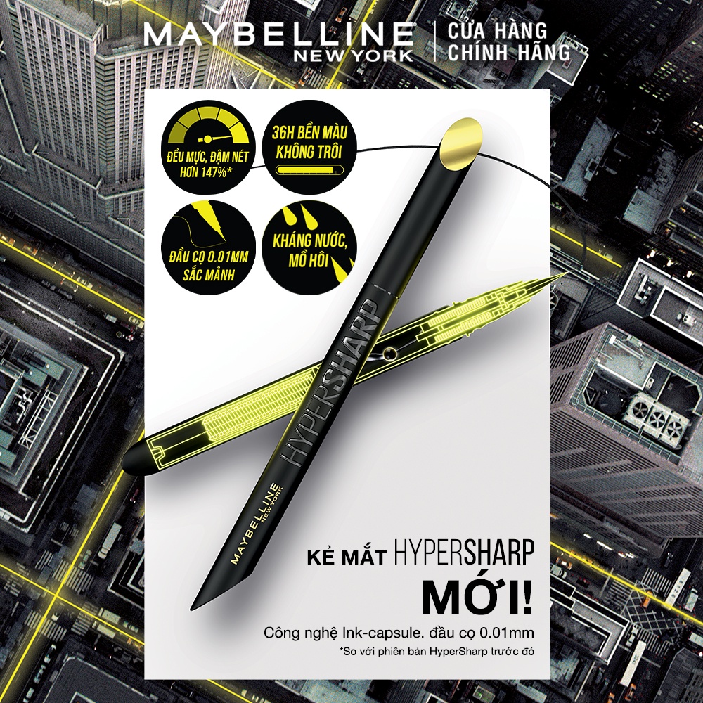 Bút Kẻ Mắt Nước Siêu Sắc Mảnh Maybelline New York Hyper Sharp Liner Extreme Không Lem Trôi 0.4g