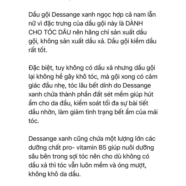 Dầu gội dành cho tóc bết, tóc nhiều dầu nhưng đuôi tóc vẫn khô xơ, Dessange Pháp