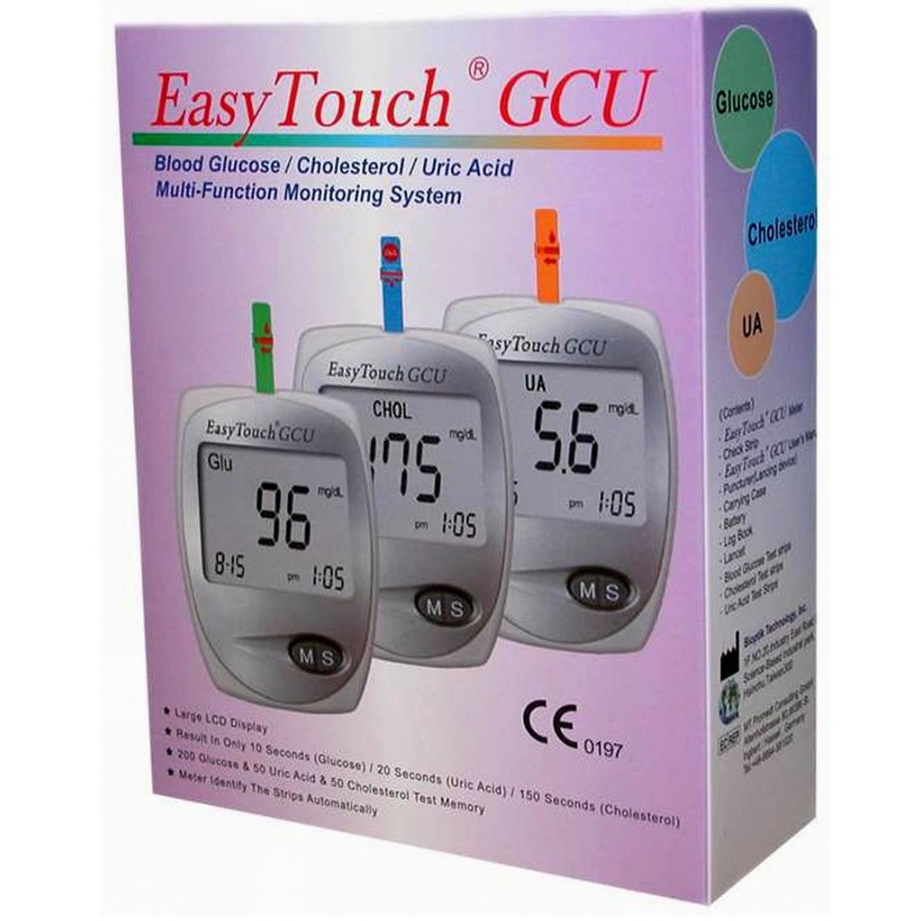 ❆☂✲Que thử đường huyết Blood glucose máy đo 3 chỉ số Easy Touch ET322 Rossmax