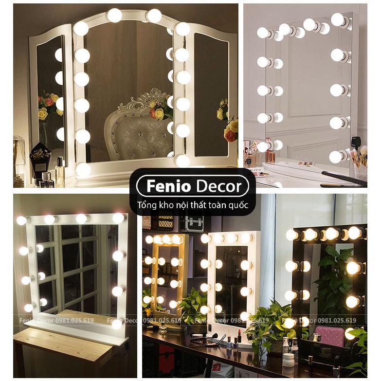 Đèn led dán gương trang điểm Siêu Sáng, bộ 10 bóng, 3 chế độ màu ánh sáng lung linh | BigBuy360 - bigbuy360.vn