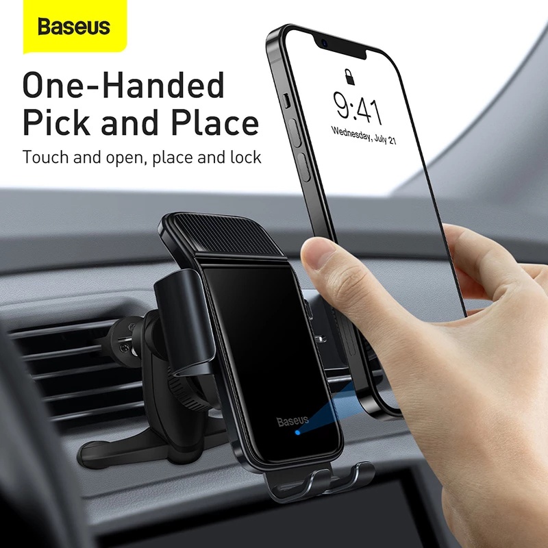 Giá đỡ điện thoại BASEUS trên ô tô thiết kế không dây sử dụng năng lượng mặt trời từ tính cho iPhone 12 13 Samsung | BigBuy360 - bigbuy360.vn