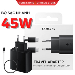 Bộ sạc siêu nhanh 45W chính hãng Samsung cho Note10 plus/S20 Ultra/Tab S7 CHÂN DẸT + Cáp Type C to Type C 5A chính hãng.