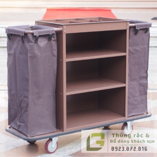 Xe dọn phòng khách sạn 2 túi, xe dọn buồng phòng