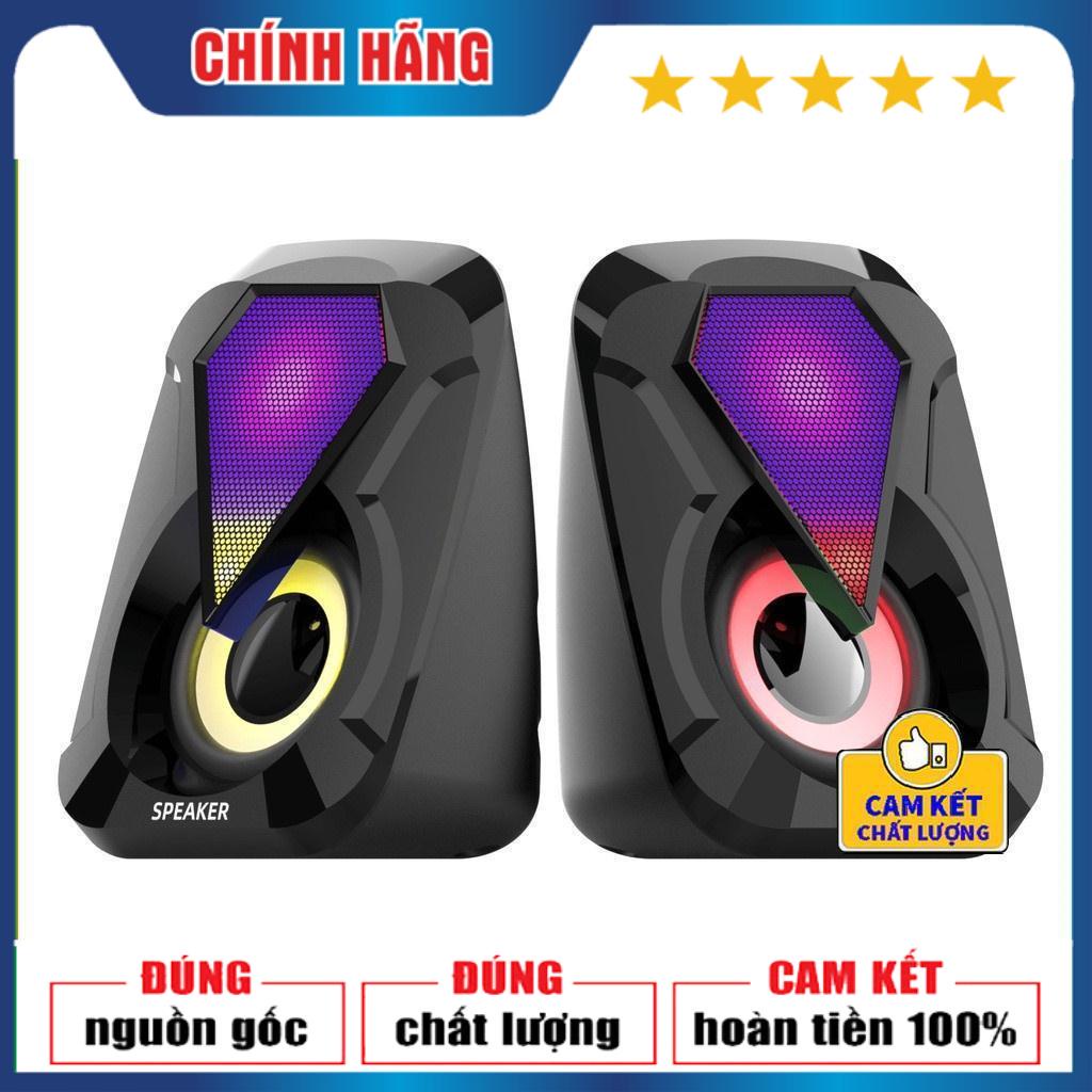 Loa máy tính E-1053, Loa vi tính mini 2.0 để bàn cao cấp âm thanh siêu trầm có đèn led RGB đổi màu cực chất 1053