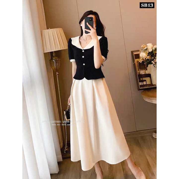 Set áo dáng pelum chân váy dài sang chảnh SB13