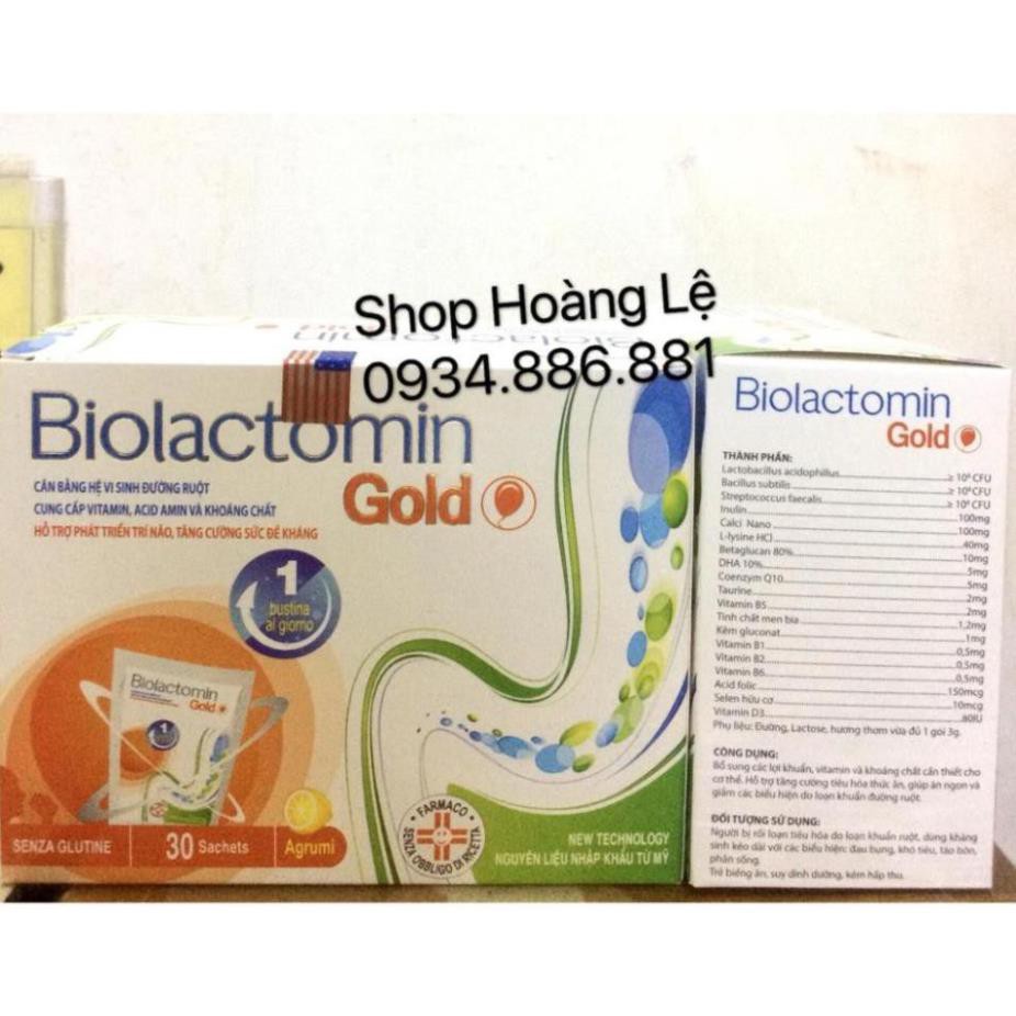 Cốm Biolactomin gold hỗ trợ tiêu hóa trẻ biếng ăn kém hấp thụ hộp 20 gói