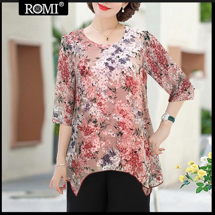 ROMI – THỜI TRANG CHO MẸ U50-60 –  ÁO KIỂU NỮ TRUNG NIÊN,  KIỂU ÁO DÁNG SUÔNG GIẤU BỤNG – ÁO QUÝ BÀ DẠO PHỐ 3A14 3A08