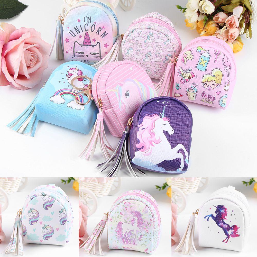 Túi Da PU Đựng Tiền Xu / Tai Nghe In Hình Kỳ Lân Dễ Thương MIHAN1