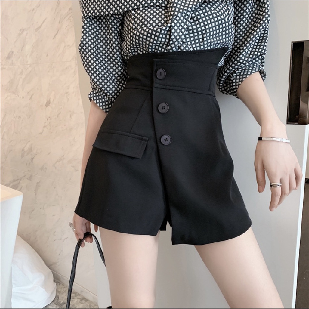 Quần Short Nữ Giả Váy Cạp Cao 3 Khuy Fullsize - Chân váy chữ A  ngắn chất tuyết mưa CV434 SUTANO