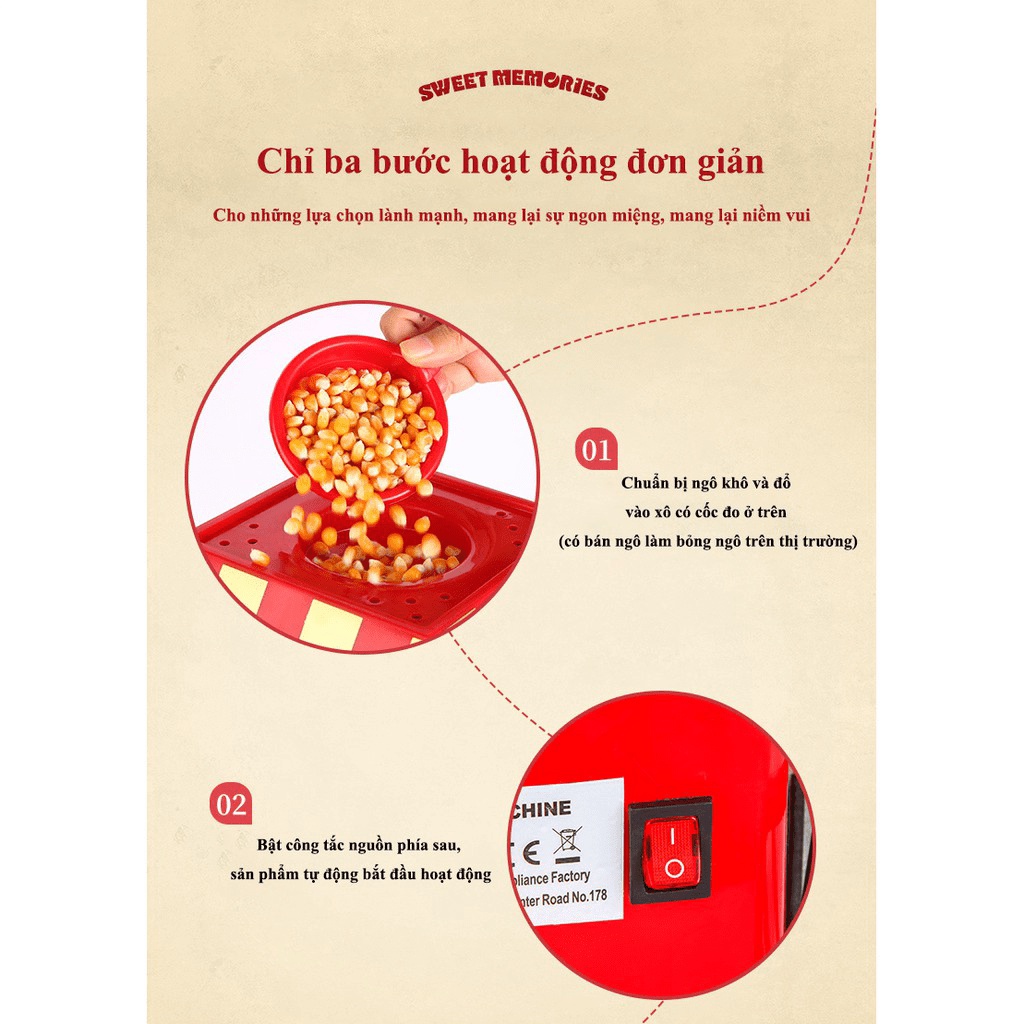 Libishop - Máy làm bắp rang bơ xe kéo Cổ Điển thế hệ mới - Popcorn machine