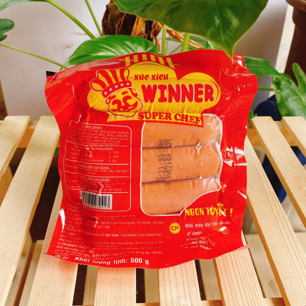 Xúc xích chiên Winner hãng CP chiên rán, thả lẩu tiện lợi