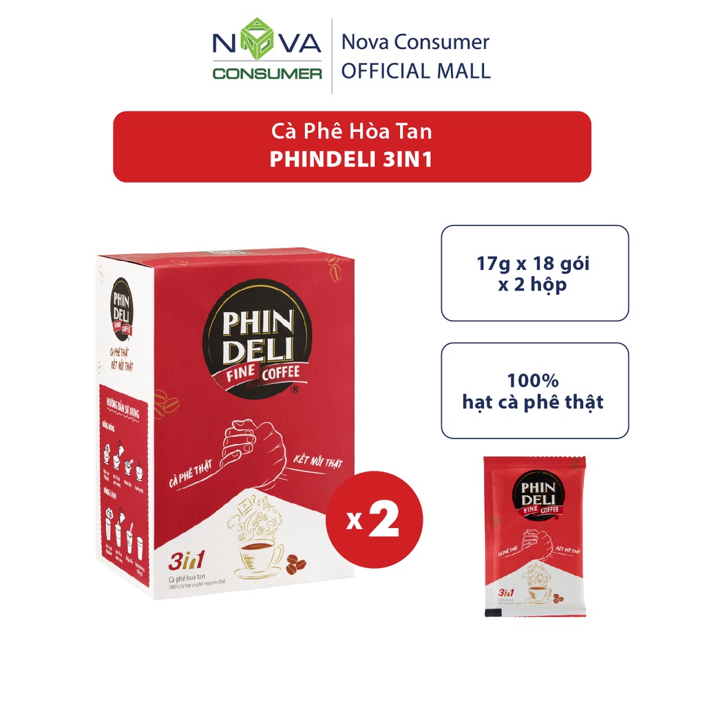 [Combo 2 hộp] Cà Phê Hòa Tan PhinDeli 3in1 (17g x 18 gói x 2 hộp) | BigBuy360 - bigbuy360.vn