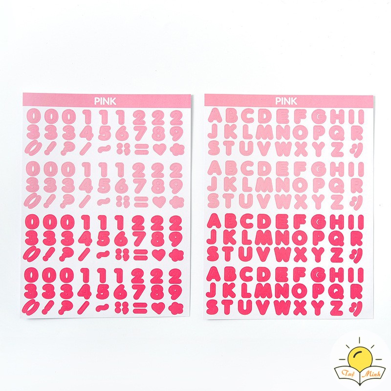 Bộ Sticker dán chữ cái alphabet, số, ký hiệu trang trí sổ tay DIY, sticker dán mũ bảo hiểm, laptop Tuệ Minh