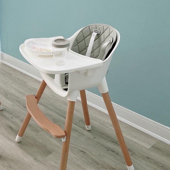 Ghế Ăn Dặm Chân Gỗ Đa Năng Cho Bé Momo Baby High Chair Hc423 Chính Hãng, Chất Liệu An Toàn Cho Trẻ Từ 6 Tháng