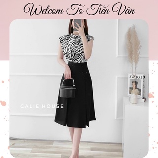 💋FREE SHIP💋Chân váy đen xòe xếp ly dáng dài qua gối cách điệu - Màu Đen Nâu chất vải dày dặn Mặc đi làm công sở tiệc học