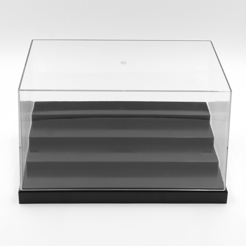 Hộp Trưng Bày Mô Hình Búp Bê Anime 4 Bước Bằng Acrylic Chống Bụi Màu Đen