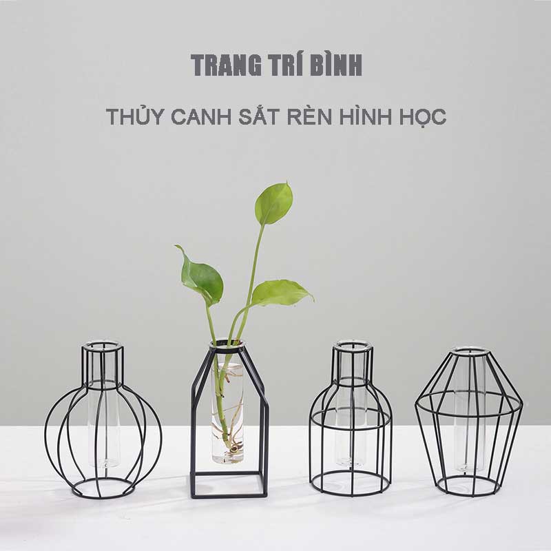 W&G Bắc Âu đơn giản bằng sắt thủy tinh trong suốt bình thủy canh trang trí nhà trang trí