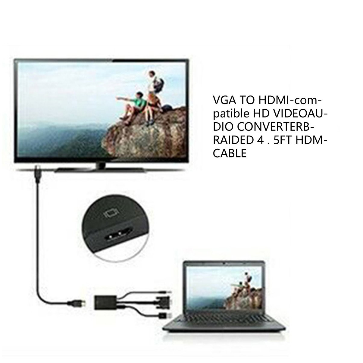 VGA to HDMI high-definition video and audio converter  Converts analog signal (VGA ) to digital signal (HDMI )