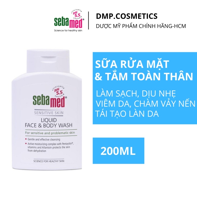 Sữa rửa mặt và tắm toàn thân cho da nhạy cảm SEBAMED pH5.5 Liquid Face Body Wash 200ml [Nhập Khẩu Chính Hãng]