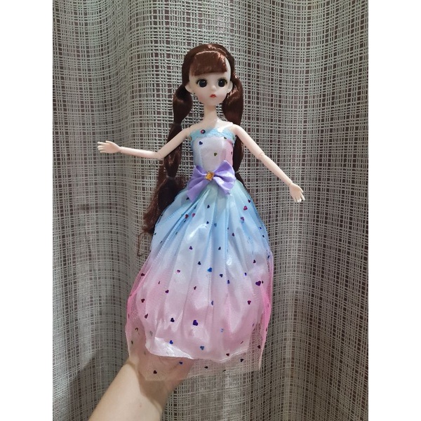 Búp bê có khớp mắt thủy tinh tóc dài, dày, size 30cm