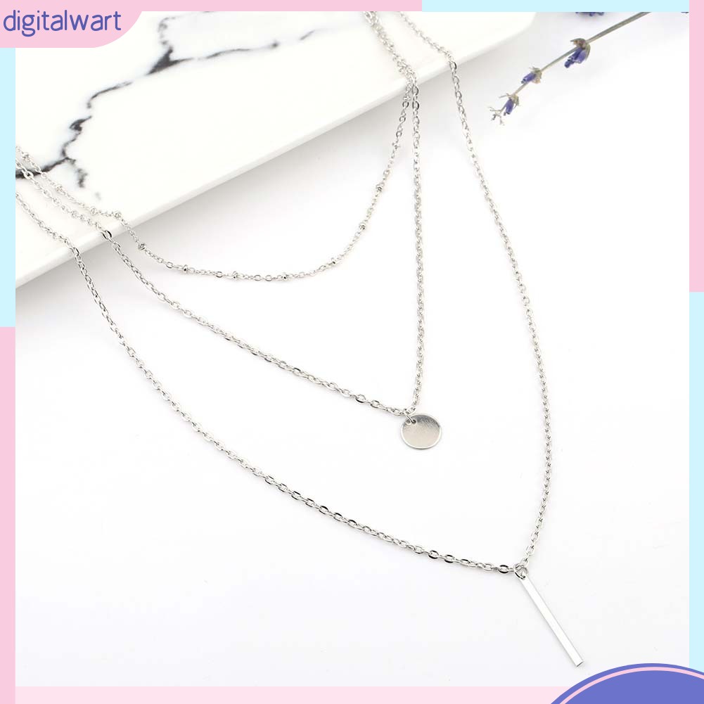 Dây Chuyền Hợp Kim 3 Tầng Mặt Tròn Thời Trang Cho Nữ