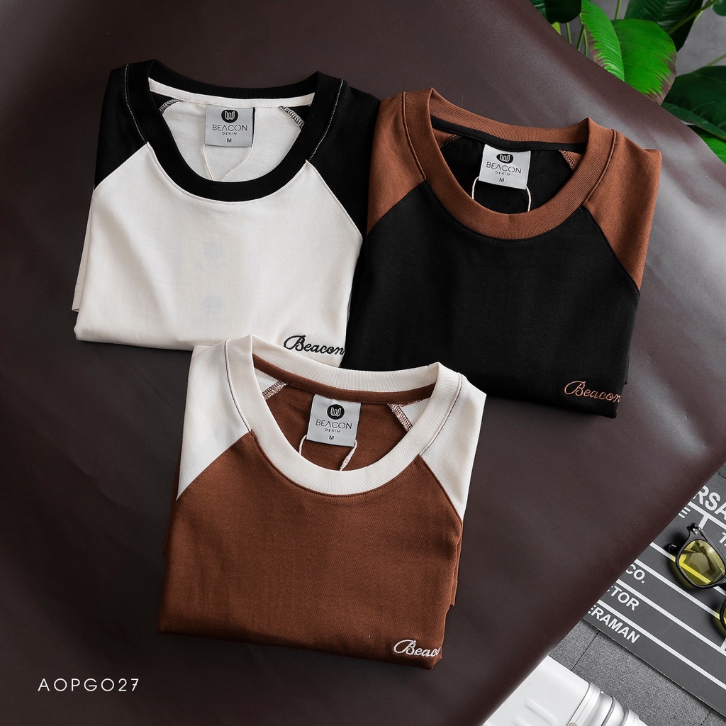 Áo Thun Nam Raglan Thêu Ngực Beacon BEACON DENIM Form Thường Basic AOPG27