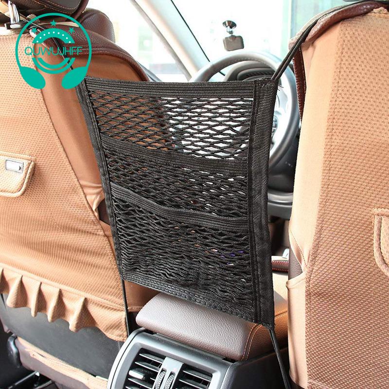 Túi lưới đựng đồ 3 tầng treo ghế xe hơi có thể kéo căng tiện lợi