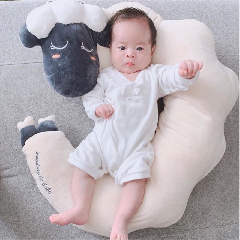 (Made in Korea) Gối cừu đa năng Good night baby Ellusben Hàn Quốc- gối chữ C ngược