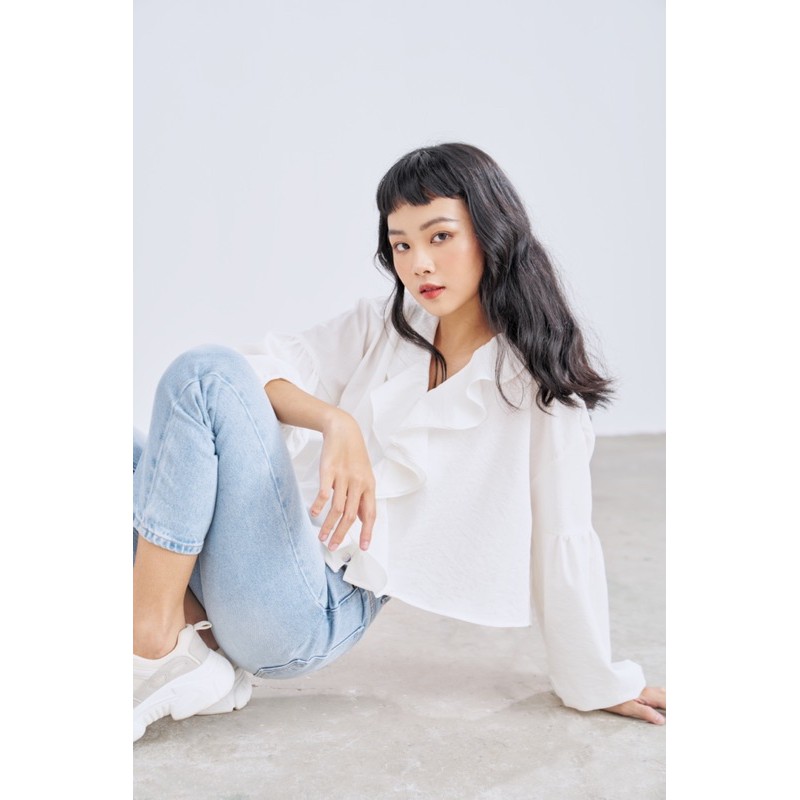 Áo chất xô cổ bèo LEN clothing 3 màu 7489