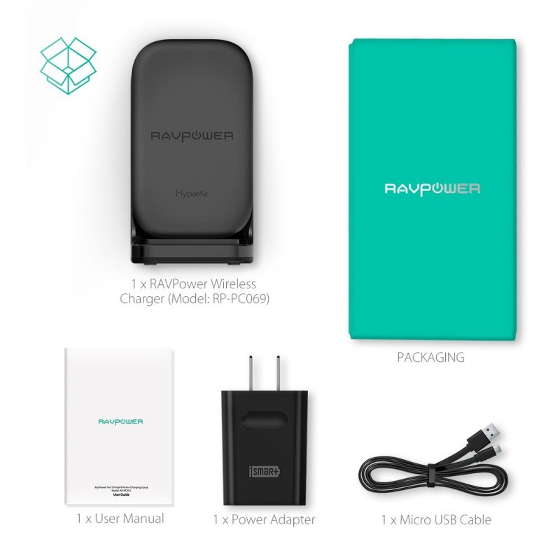Đế Sạc Không Dây RAVPower RP-PC069 10 W Chuẩn Qi  - Hàng Chính Hãng Việt Nam - Bảo Hành 1 Năm