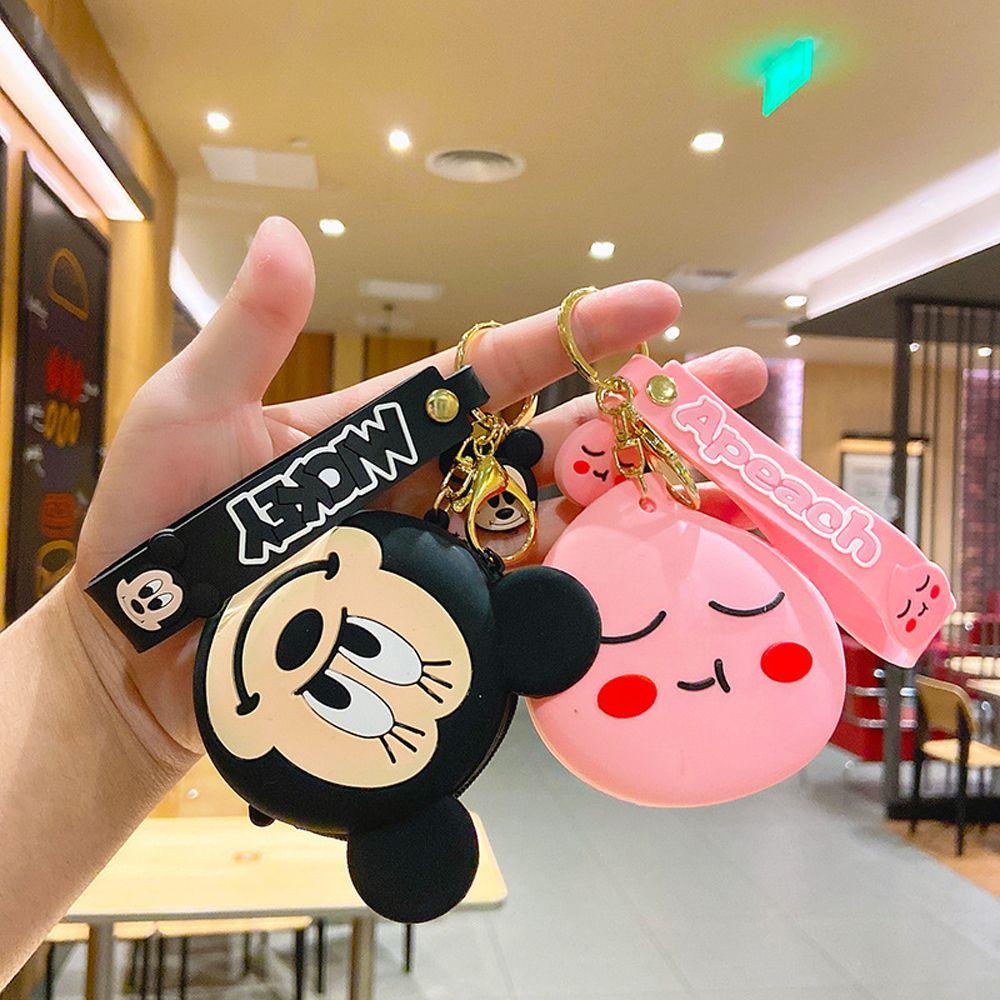 LANFY Ví Đựng Tiền Xu / Chìa Khóa / Dây Cáp Dữ Liệu Hình Mickey Minnie Shin-Chan / Doraemon / Sao Biển Mini Bằng Silicon