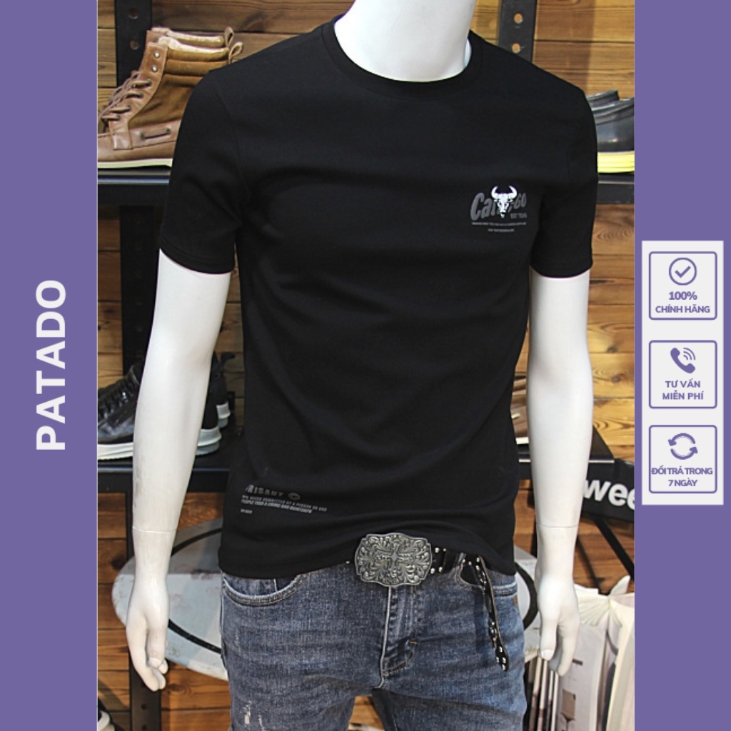 Áo thun nam PATADO áo phông nam tay ngắn cổ tròn Unisex chất thun cotton co giãn 4 chiều mềm mại