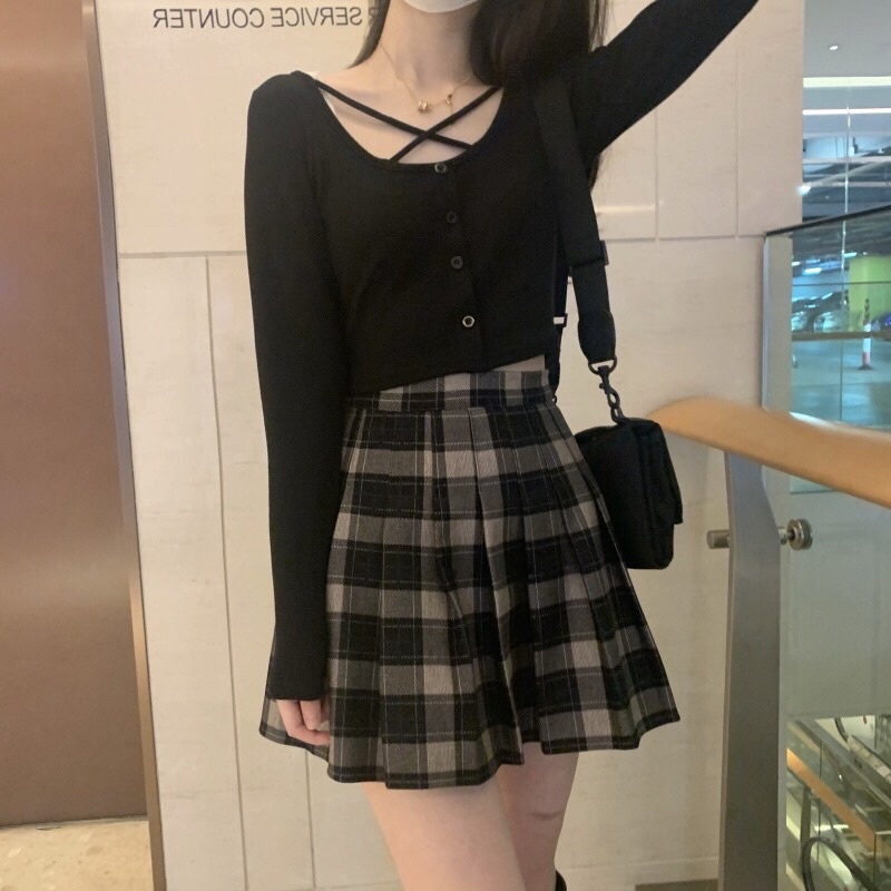 CHÂN VÁY TENNIS DẠ, CHÂN VÁY XẾP LY DẠ CARO