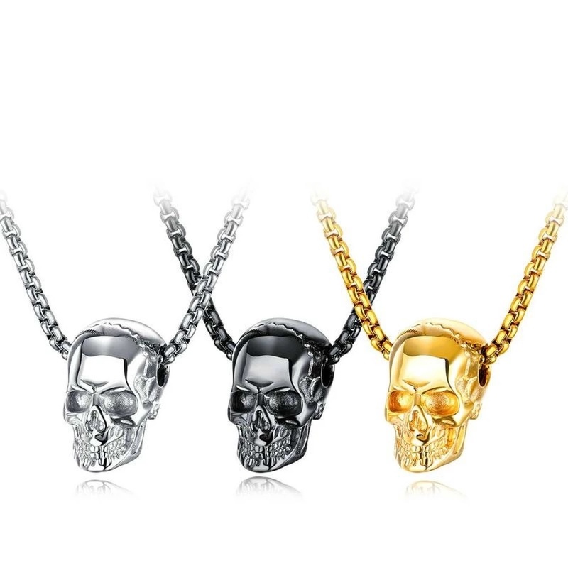 Vòng cổ kim loại mặt hình đầu lâu phong cách hip hop cổ điển thời trang dành cho nữ