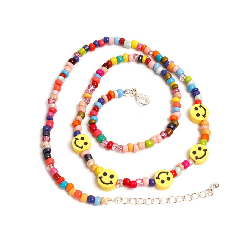 Vòng Cổ Choker Mặt Cười Nhiều Màu Sắc Phong Cách Bohemian