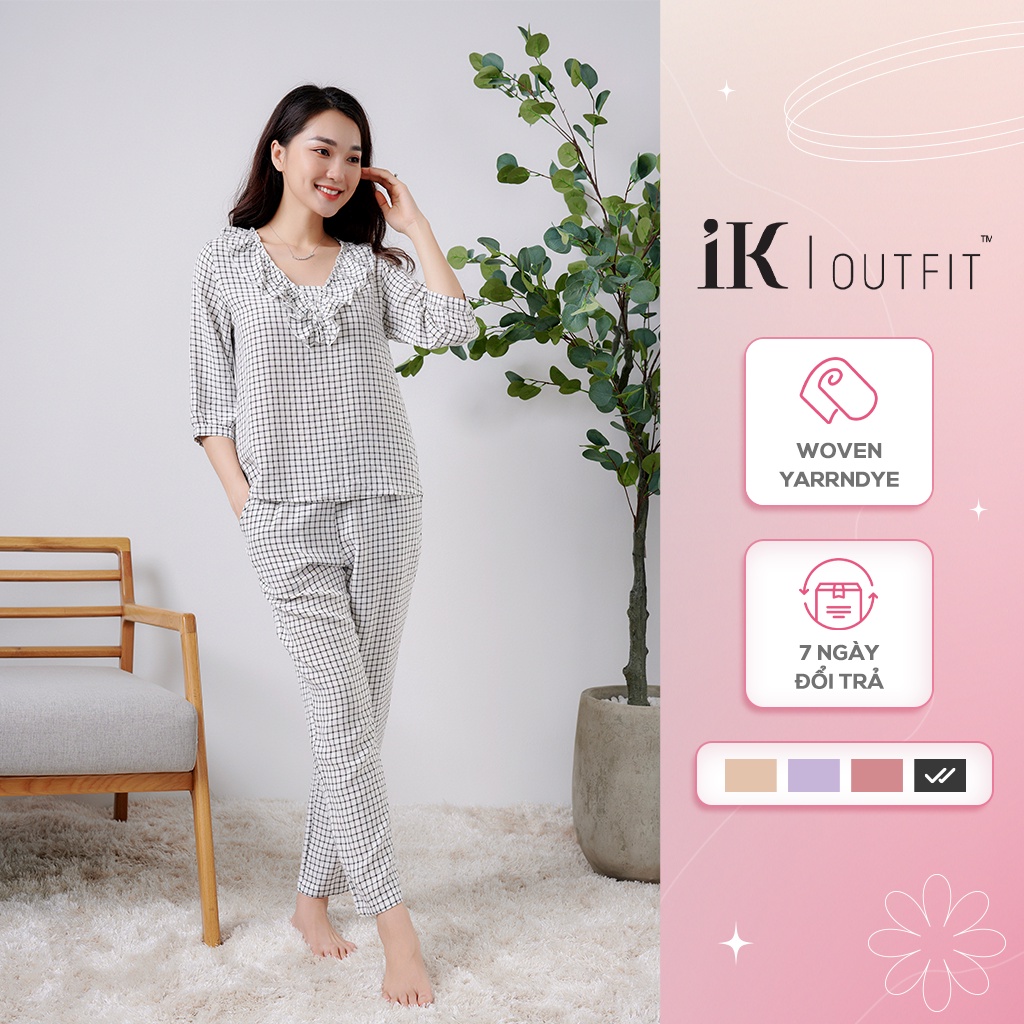Bộ Đồ Mặc Nhà Tay Lỡ IK OUTFIT Chất Liệu Mềm Mại Có Nguồn Gốc Tự Nhiên Thiết Kế Bèo Nhún Trẻ Trung IOW11SWVB0723