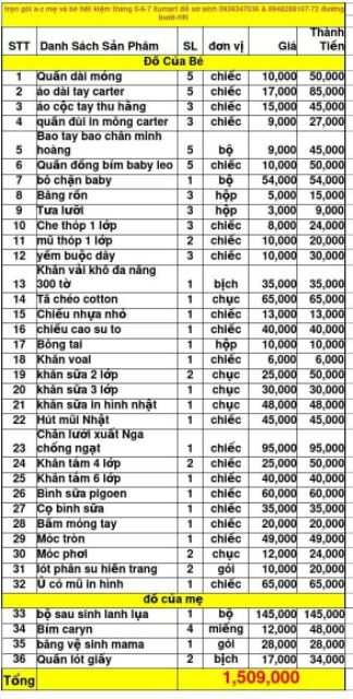 combo đồ sơ sinh mùa hè cho mẹ bà bé gái