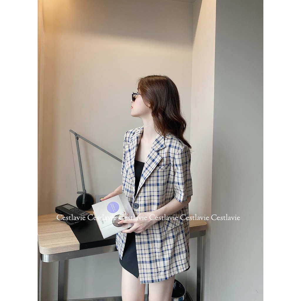 Áo Vest kẻ chất thô đũi hàn quốc chất siêu mátt | BigBuy360 - bigbuy360.vn