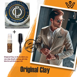 (+Quà) Sáp vuốt tóc nam Original Clay chính hãng giá tốt 56 gram + Tặng Xịt tạo phòng Pre-styling Zeuzel 20ml + Lược
